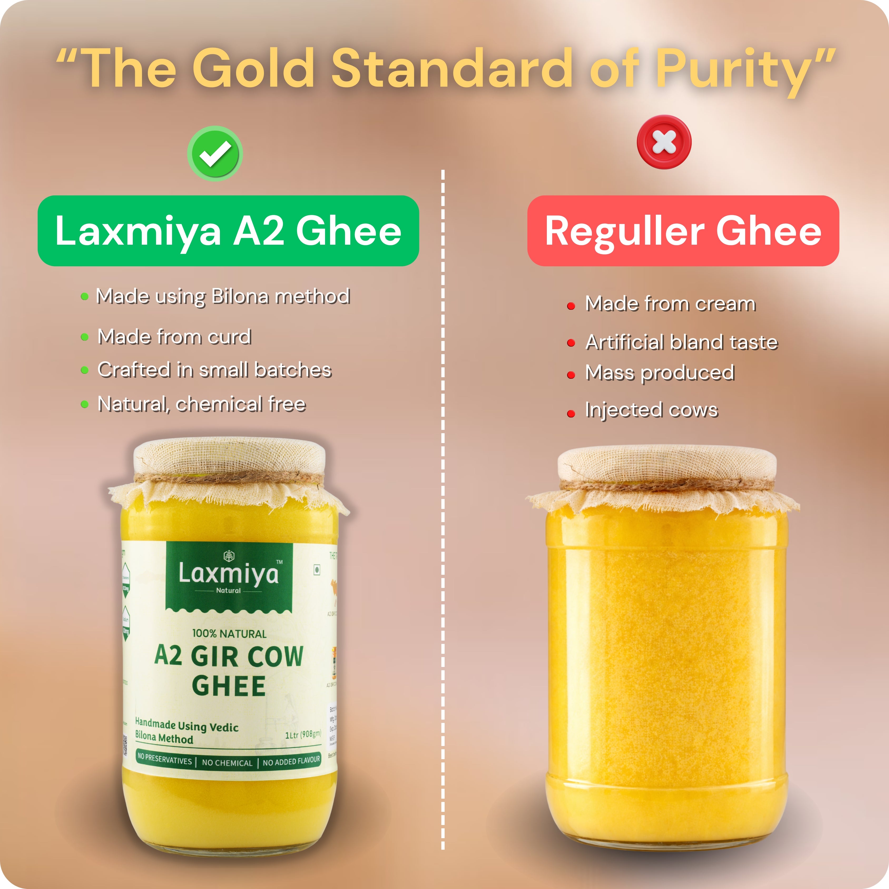Bilona method A2 Gir cow ghee rich aroma and golden texture